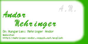 andor mehringer business card